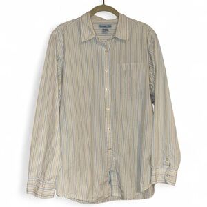 Abercrombie & Fitch Vintage Blue, White, and Yellow Striped Button-Down Shirt